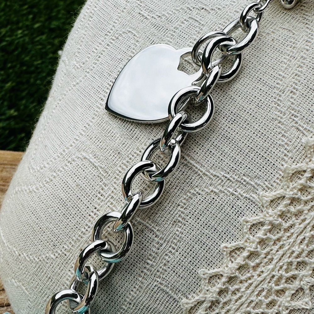 LONG 20" Tiffany & Co. XL Heart Tag Toggle Necklace in Silver - Picture 5 of 10